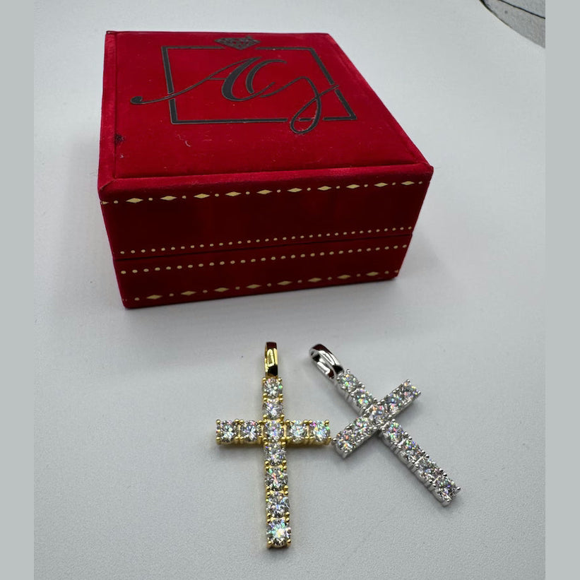 Moissanite Cross Pendant Necklace